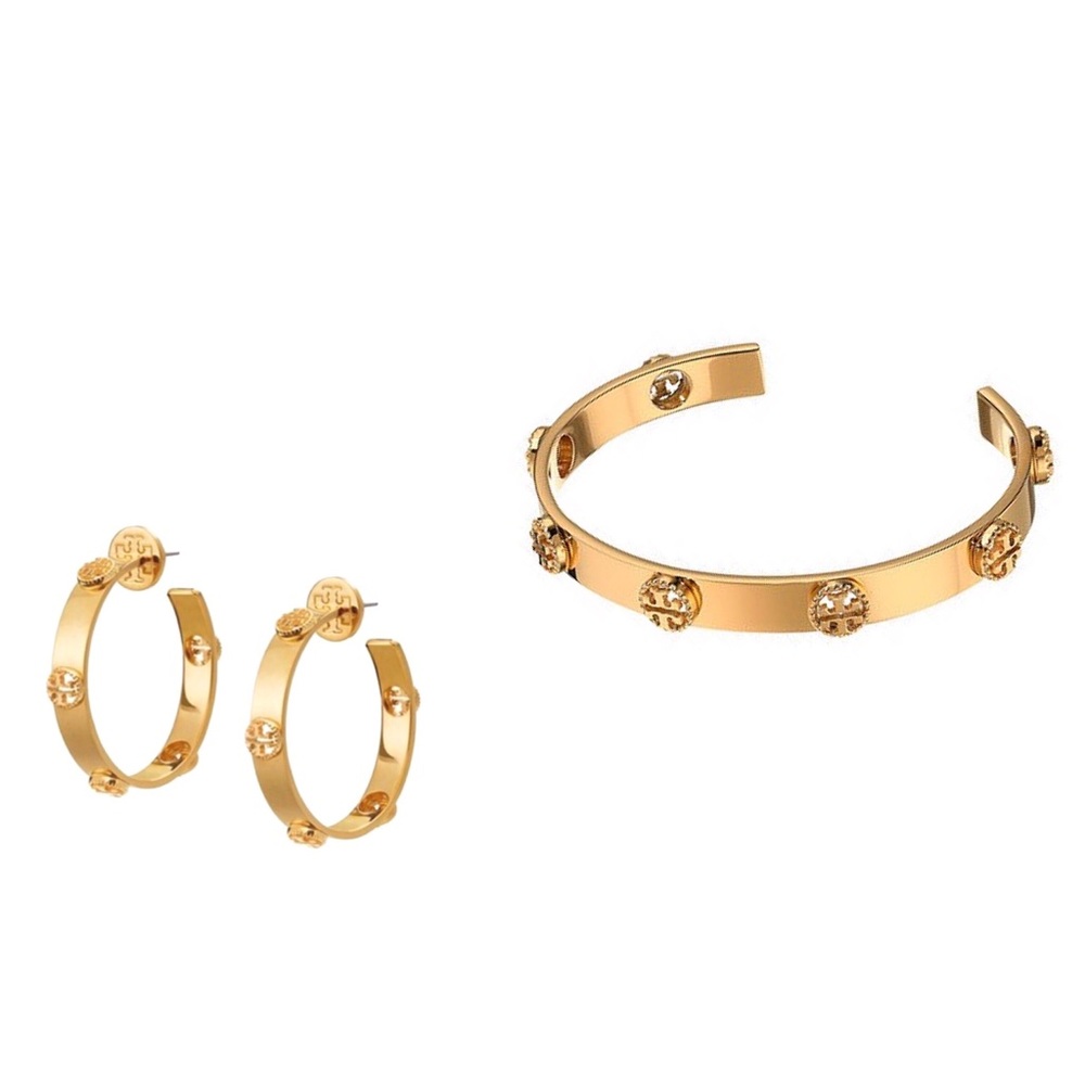TORY BURCH • Milgrain Cuff & Earrings Set